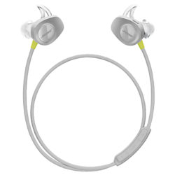 Bose® SoundSport™ Sweat & Weather-Resistant Wireless In-Ear Headphones With Bluetooth/NFC, 3-Button In-Line Remote and Carry Case Citron